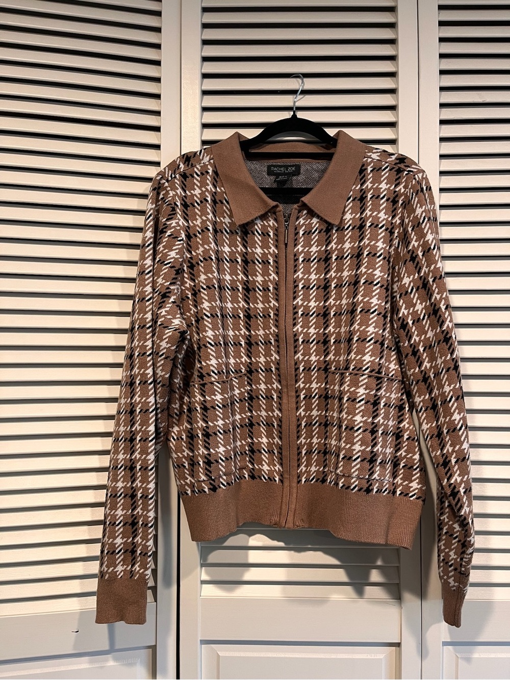 Rachel Zoe Melange Camel and Cream Knit Zip Cardigan